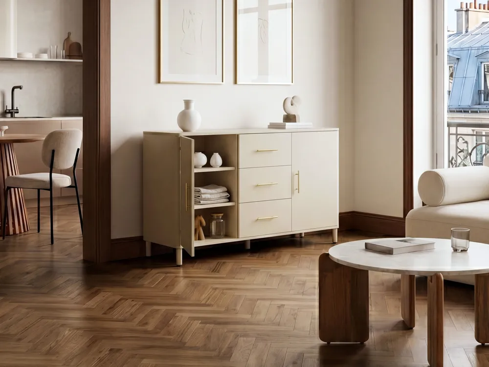 Sideboard with Drawers OMBURA Metal Beige_1082539