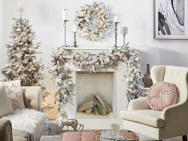 Pre-Lit Snowy Christmas Garland 270 cm White SUNDO