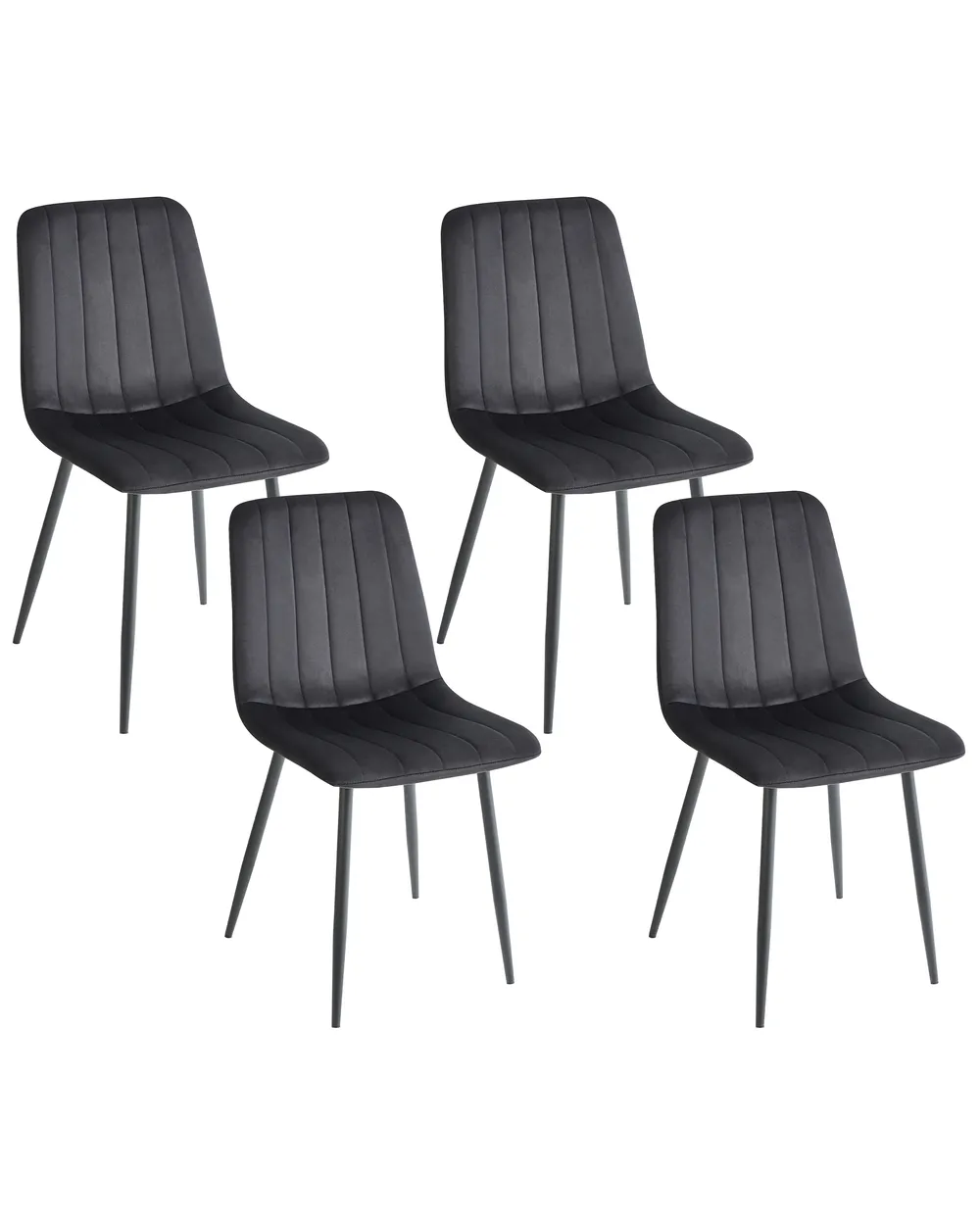 Set of 4 Dining Chairs KALISPELL Velvet Black