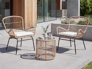 Bistro Set inkl. Kissen LABICO Polyrattan Hellbraun_1174956