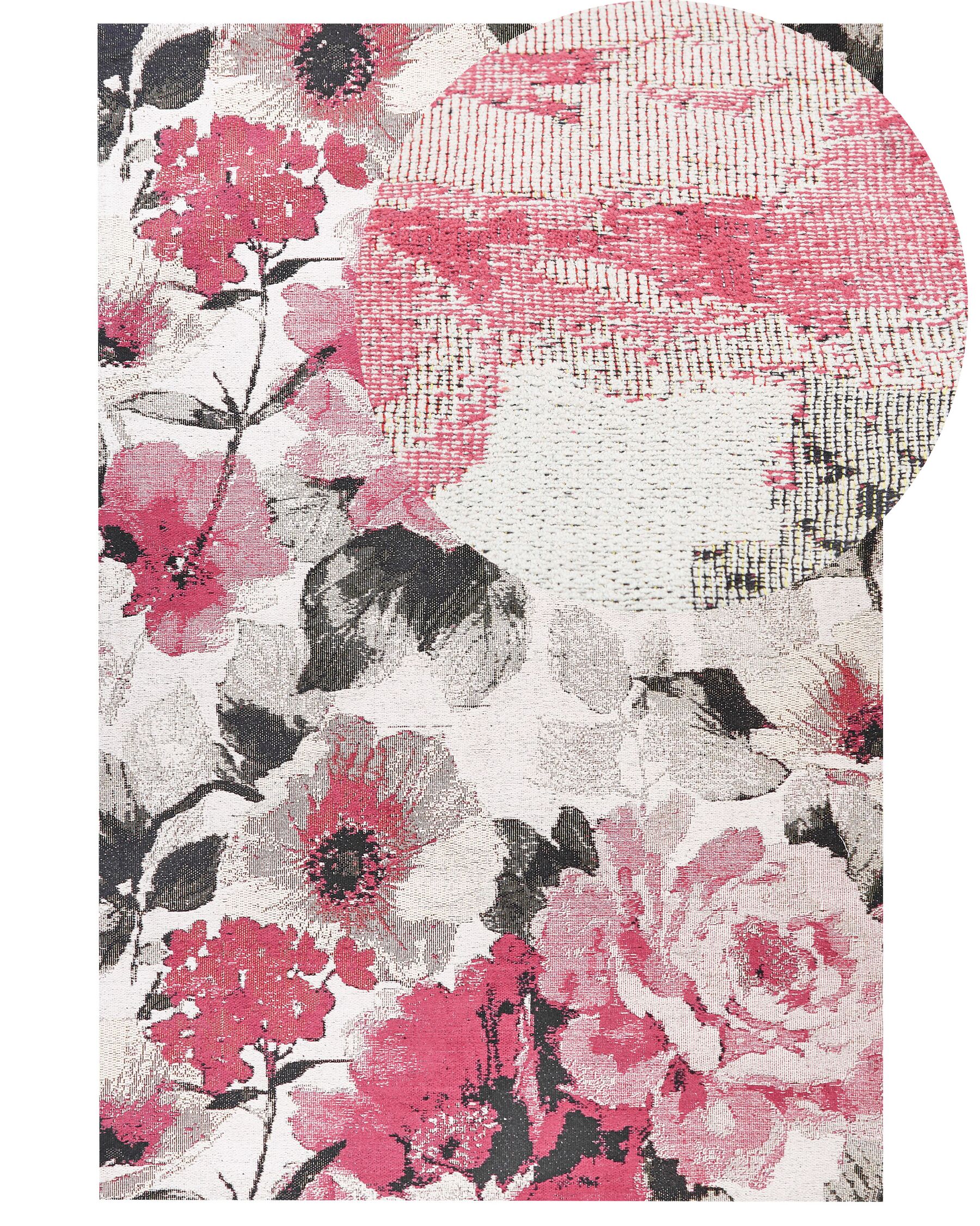 Tapete de algodão com motivo floral rosa 200 x 300 cm EJAZ_854069