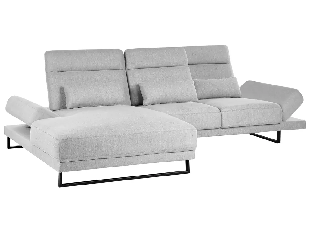 Corner Sofa 4 Seater IKAST Fabric Light Grey Right Hand_960058