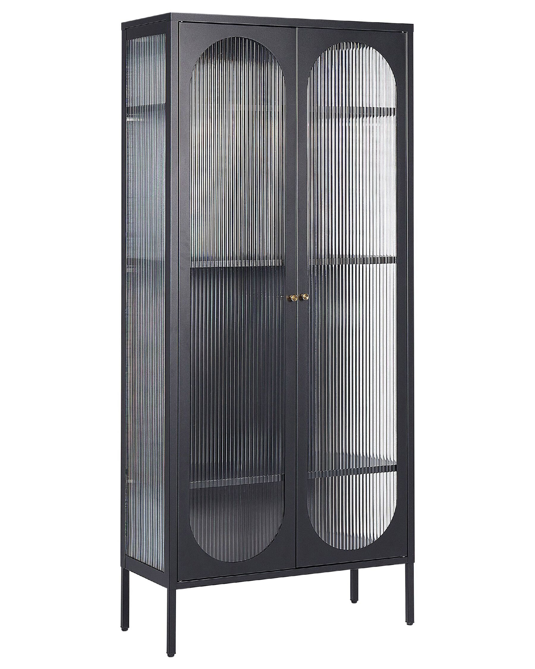 Vitrine Metall schwarz 5-Fächer 181 cm FOXTON_850352