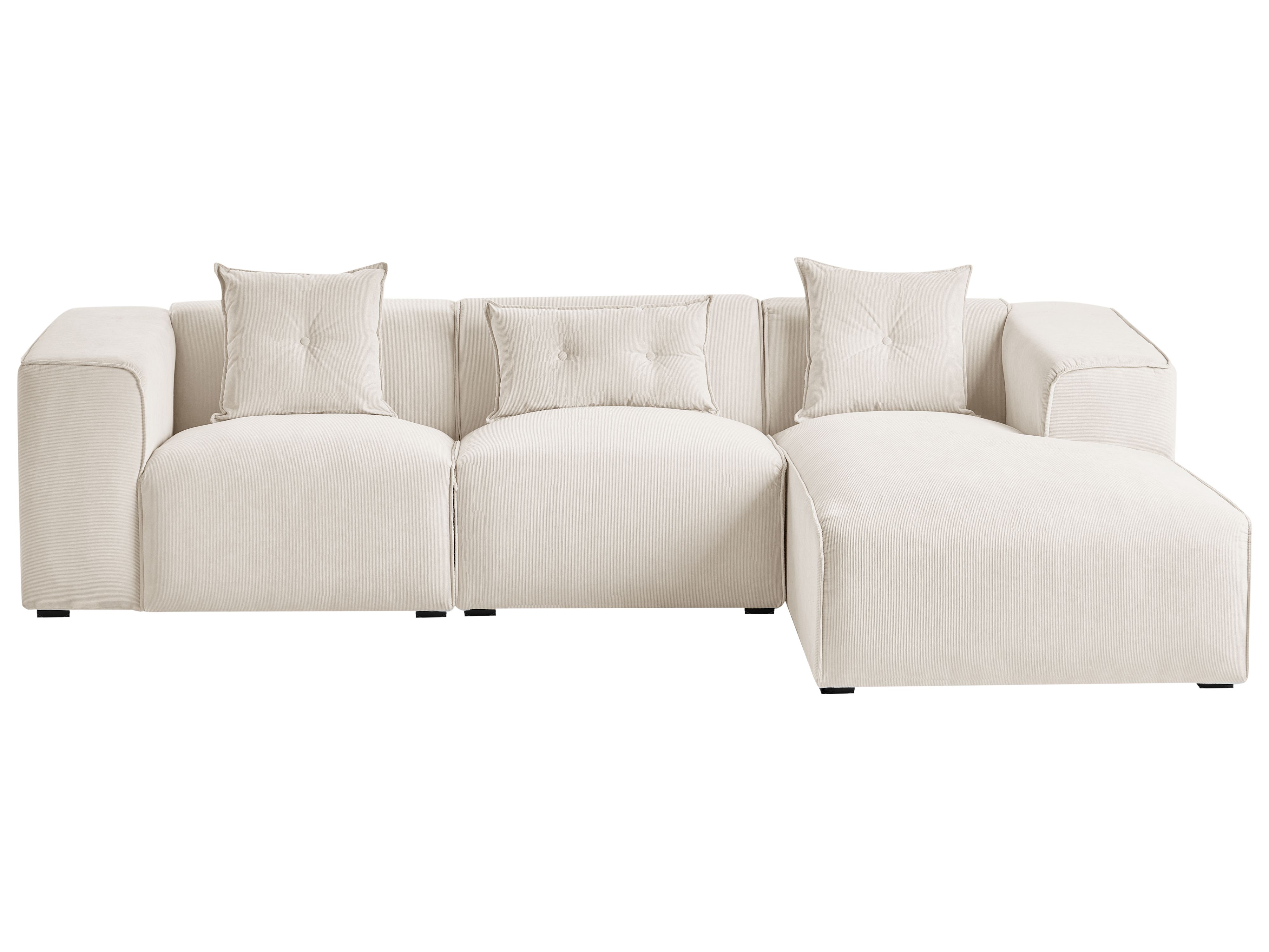 Left Hand Jumbo Cord Corner Sofa Off White DOLVA Beliani