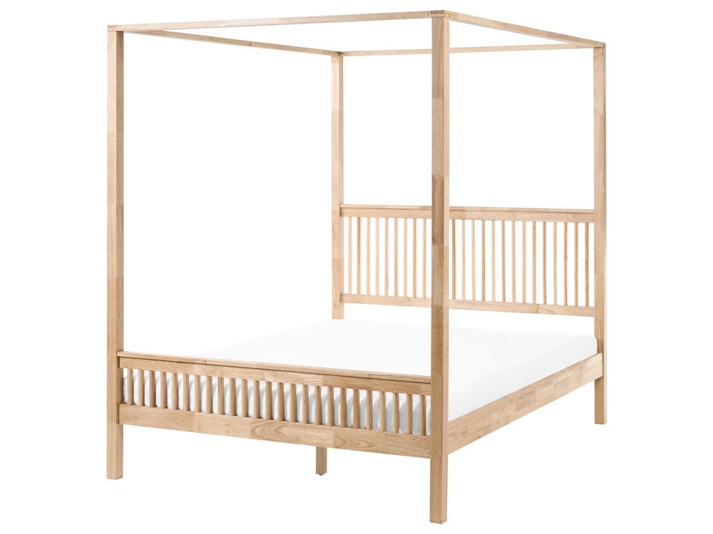 Himmelbett Holz HARFLEUR 160 x 200 cm Hellbraun