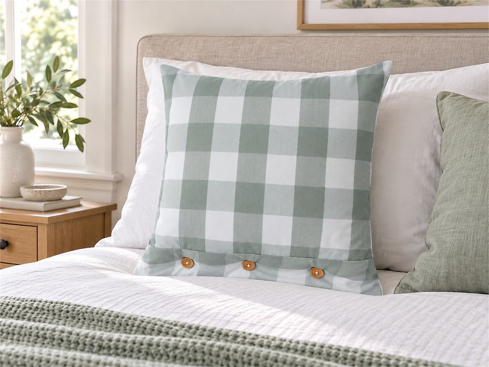 Coussin TAMNINE 45 x 45 cm Vert menthe À carreaux