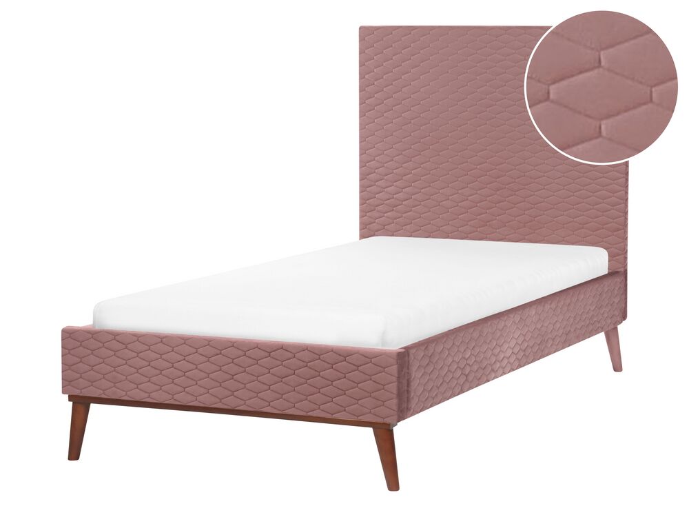 Velvet EU Single Size Bed Pink BAYONNE Beliani