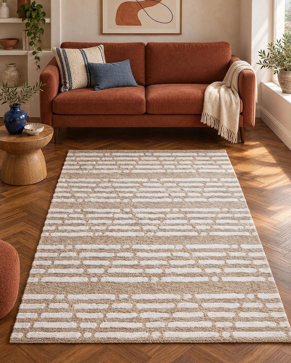 Tappeto AHIRLI Beige 120 x 180 cm Cotone