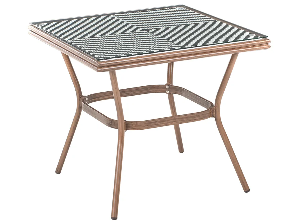 Bistro Table CASPRI 80 cm 80 cm Glass Black/ White