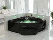Vasca idromassaggio angolare con LED CUYABENO 211 x 150 cm Nero_1050541