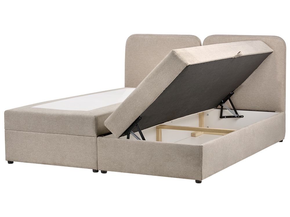 Boxspringbett mit Stauraum CHANCELLOR Stoff Taupe 180 x 200 cm