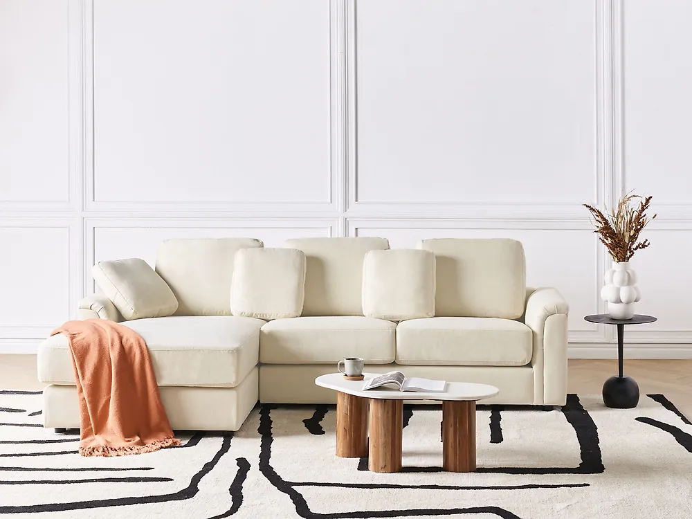 Divano angolare KOHLO Tessuto Beige chiaro Lato destro_1183581