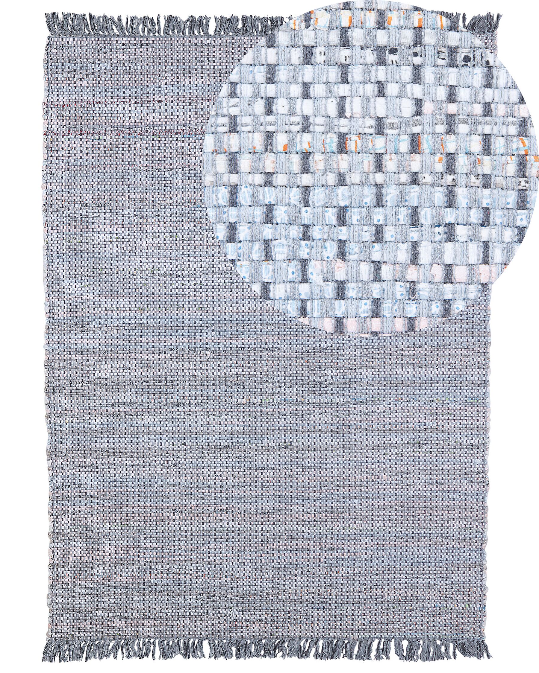 Tappeto grigio rettangolare in cotone fatto a mano - 160x230cm - BESNI_530988