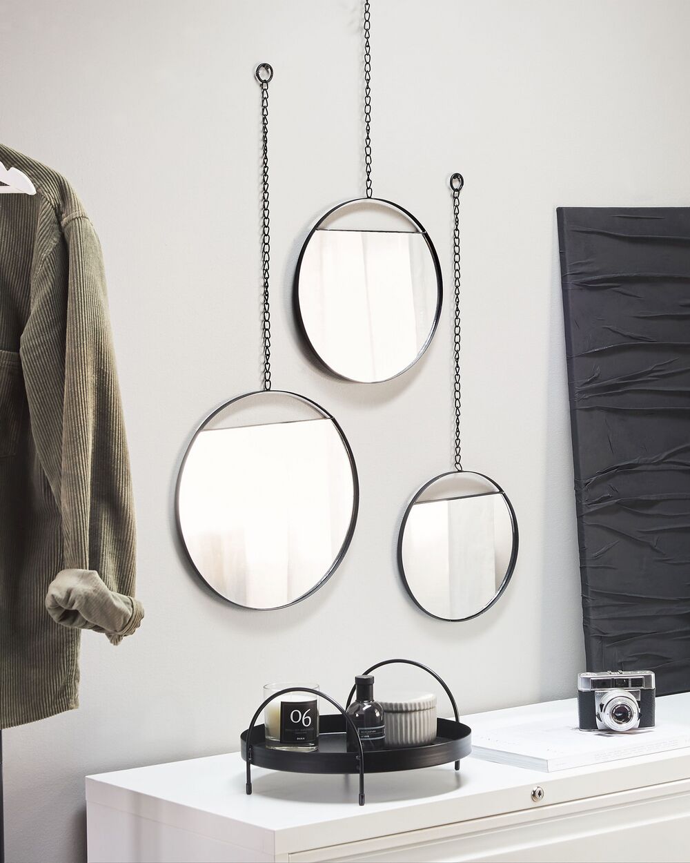 Wall Mirror ODOS 33/29/24 cm 80/75/69 cm Metal Black - Beliani.cz Wall Mirror ODOS 33/29/24 cm 80/75/69 cm Metal Black - Beliani.cz