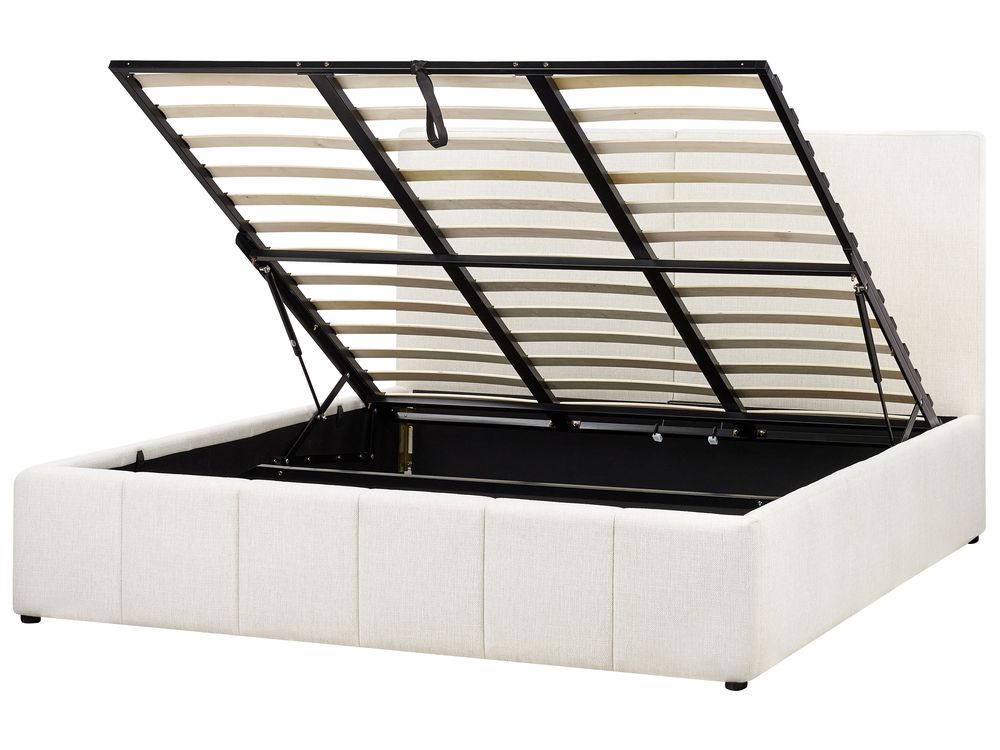 Ottoman Bed CASTELNAVET Fabric Off-White 180 x 200 cm (EU Super King)
