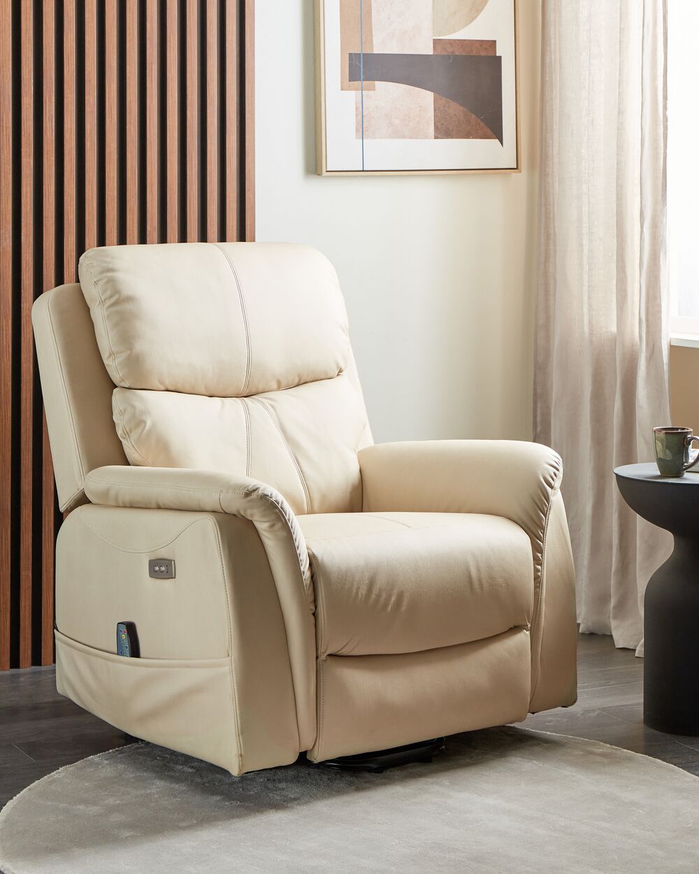 Electric Recliner Chair GLORIE with Massage Faux Leather Cream Beliani