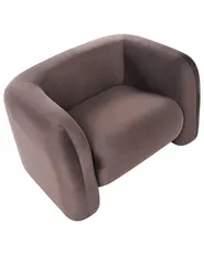 Living Room Set 4 Seater LEIREN Velvet Dark Brown_1028875