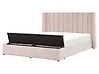 Bed with Storage Bench NOYERS Velvet Pastel Pink 160 x 200 cm (EU King Size)