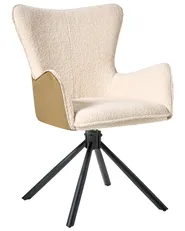Set of 2 Dining Chairs Swivel NOVI Boucle Light Beige_993238