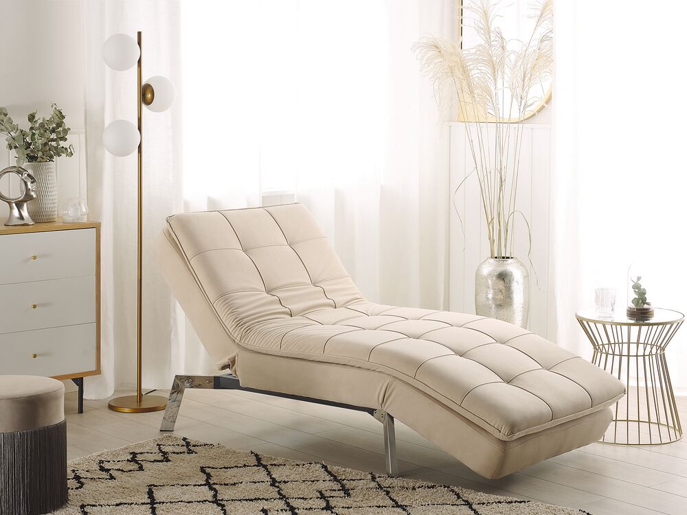 Chaise longue LOIRET Velours Beige