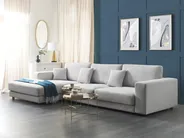 Corner Sofa 5 Seater LOFOTEN Fabric Light Grey Right Hand_900479