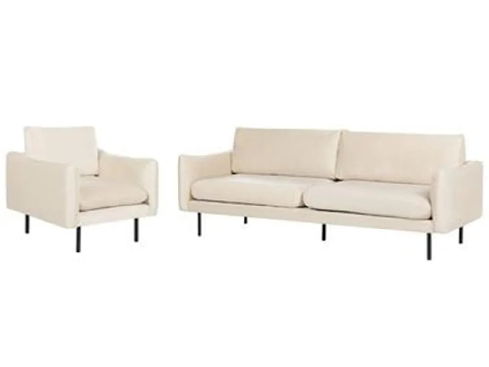 Conjunto de sala de estar 4 plazas VINTERBRO Terciopelo Beige claro_1183793