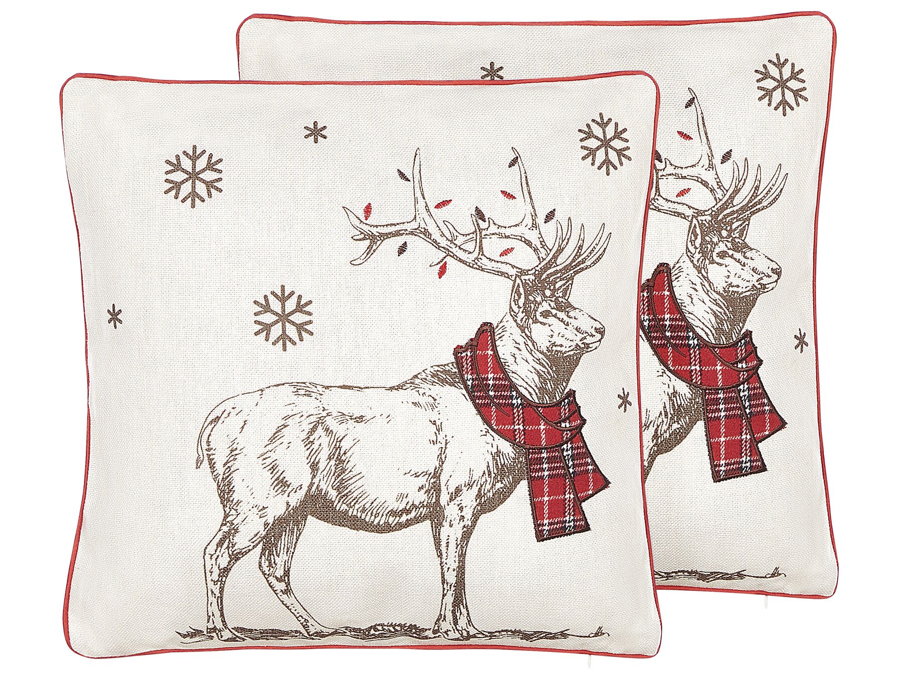 Set di 2 cuscini decorativi con renne 45 x 45 cm rosso e bianco SVEN_814105