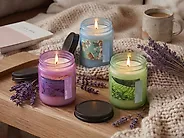 Set of 3 Scented Candles FRUITY BLOOM Soy Wax Fresh Notes Floral Notes_1184780