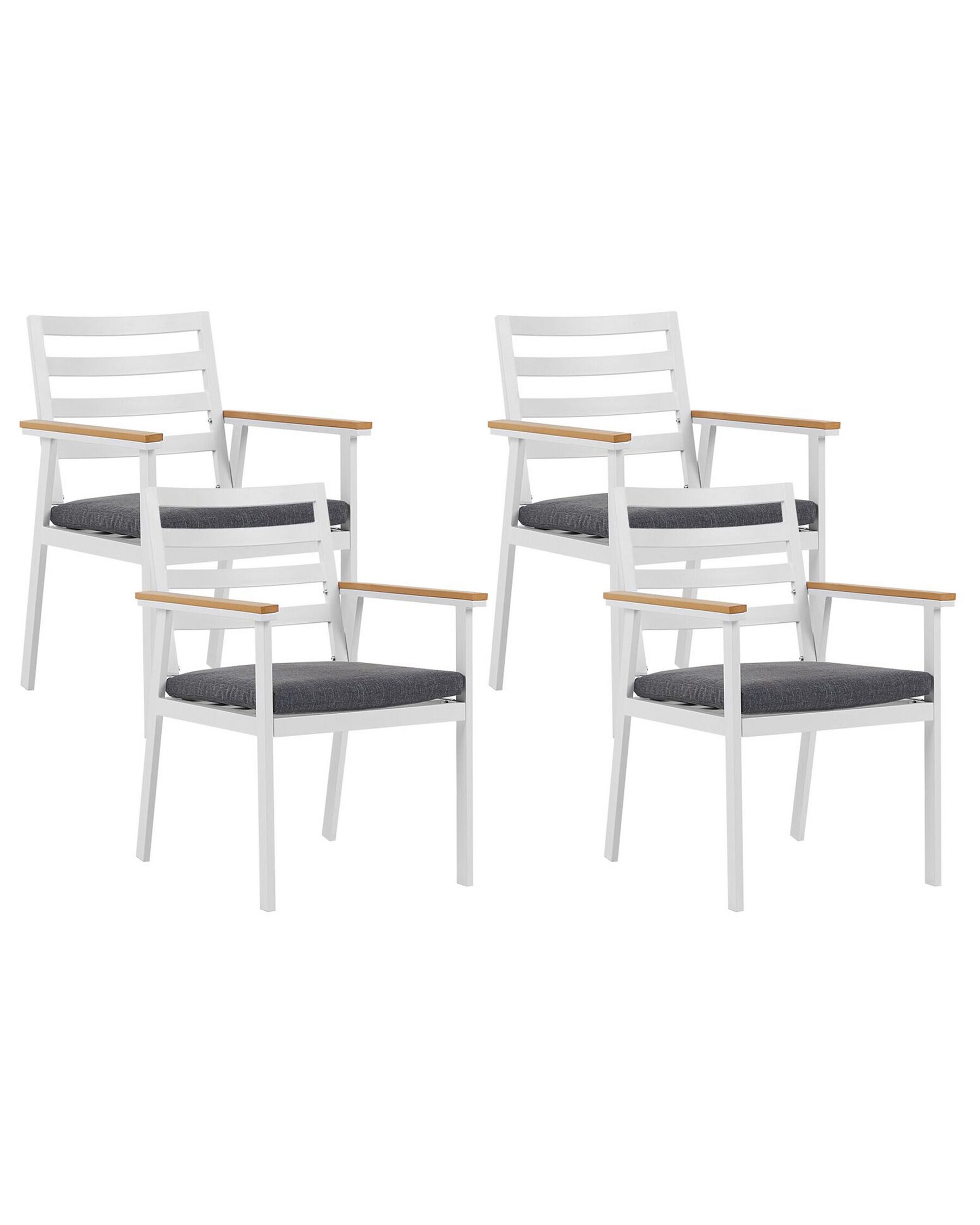 Zestaw 4 krzeseł ogrodowych biały z poduszkami szarymi CAVOLI_777361
