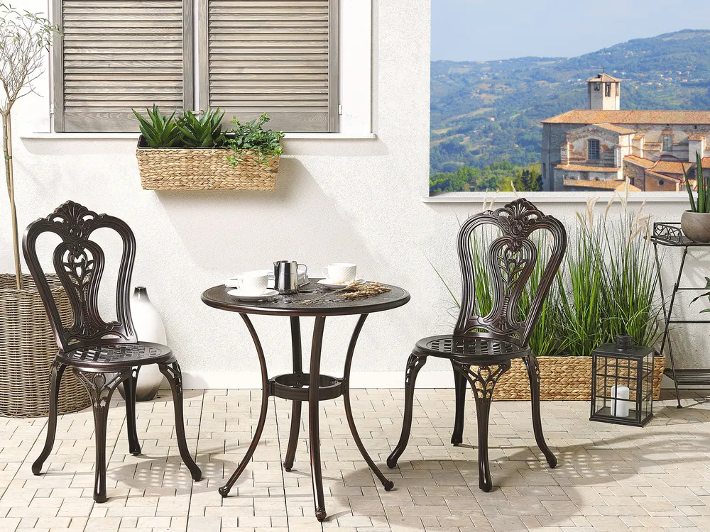 Bistro Table BOVINO 65 cm 65 cm Metal Dark Brown