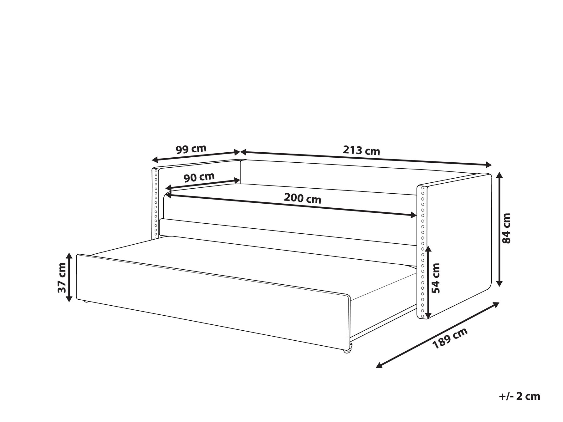 Trundle Bed Velvet TROYES 90 x 200 cm (EU Single) Light Grey_813711