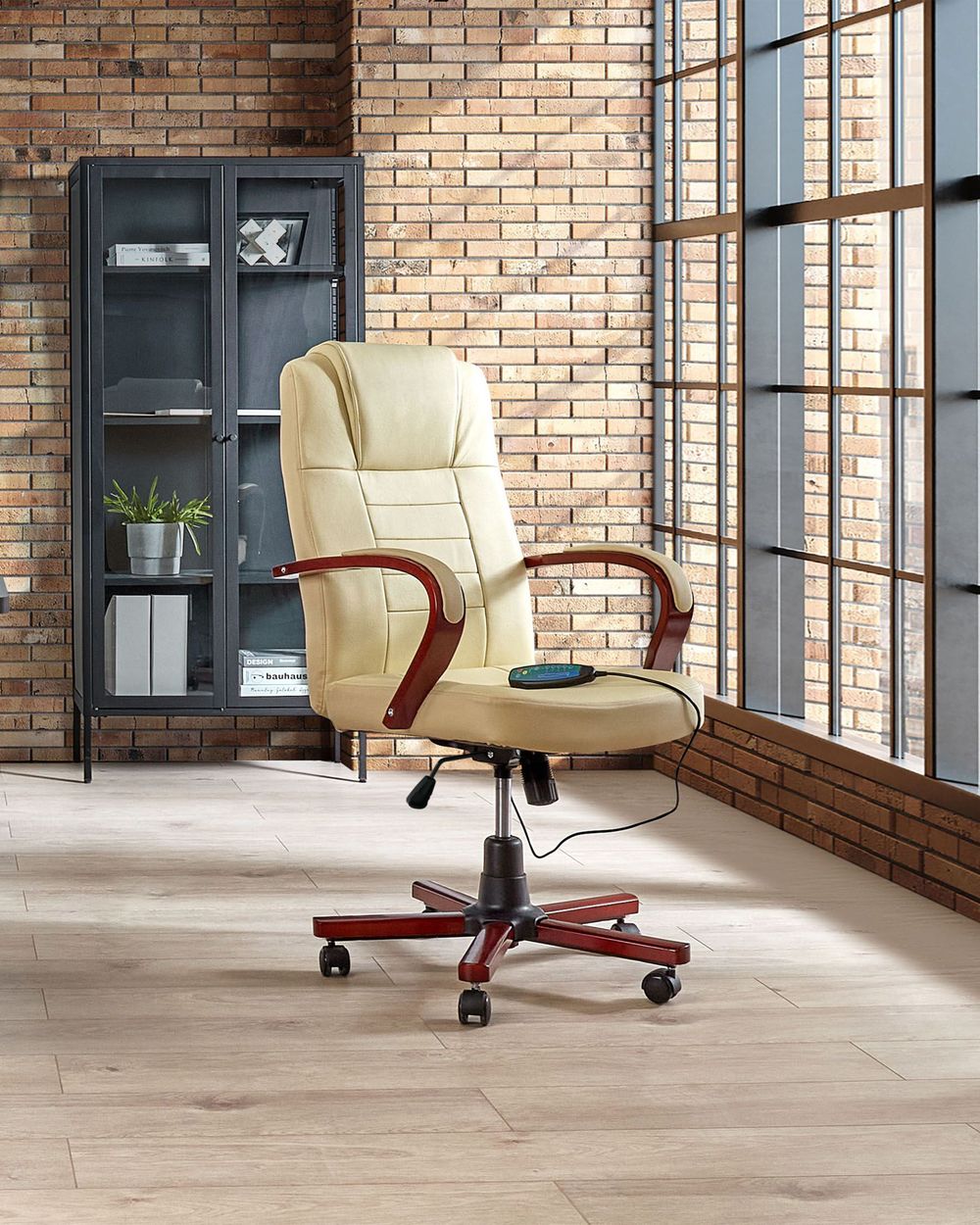 Massagestuhl DIAMOND mit Heizung Echtleder Beige