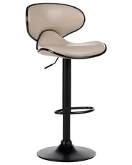Set of 2 Bar Chairs CONWAY Swivel Faux Leather Light Beige_894627