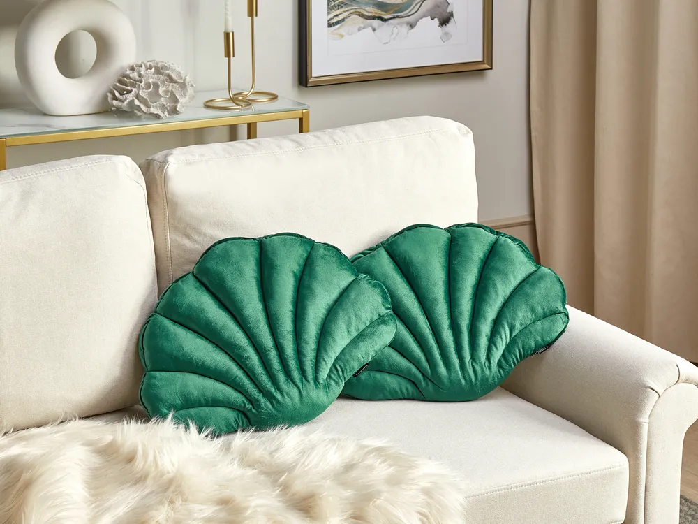 Set of Decorative Cushions CONSOLIDA Velvet 47 x 35 cm Emerald