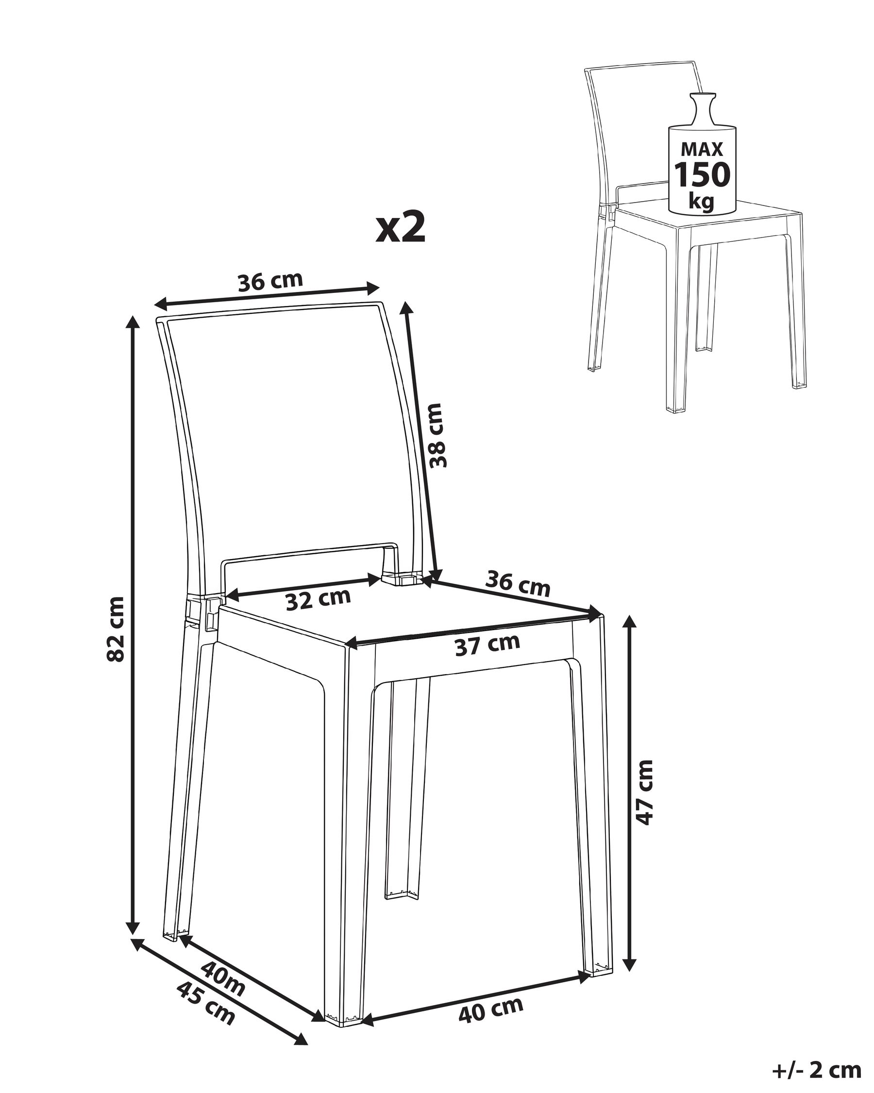 Set di 2 sedie da pranzo WESTBRIDGE Trasparente_1093967