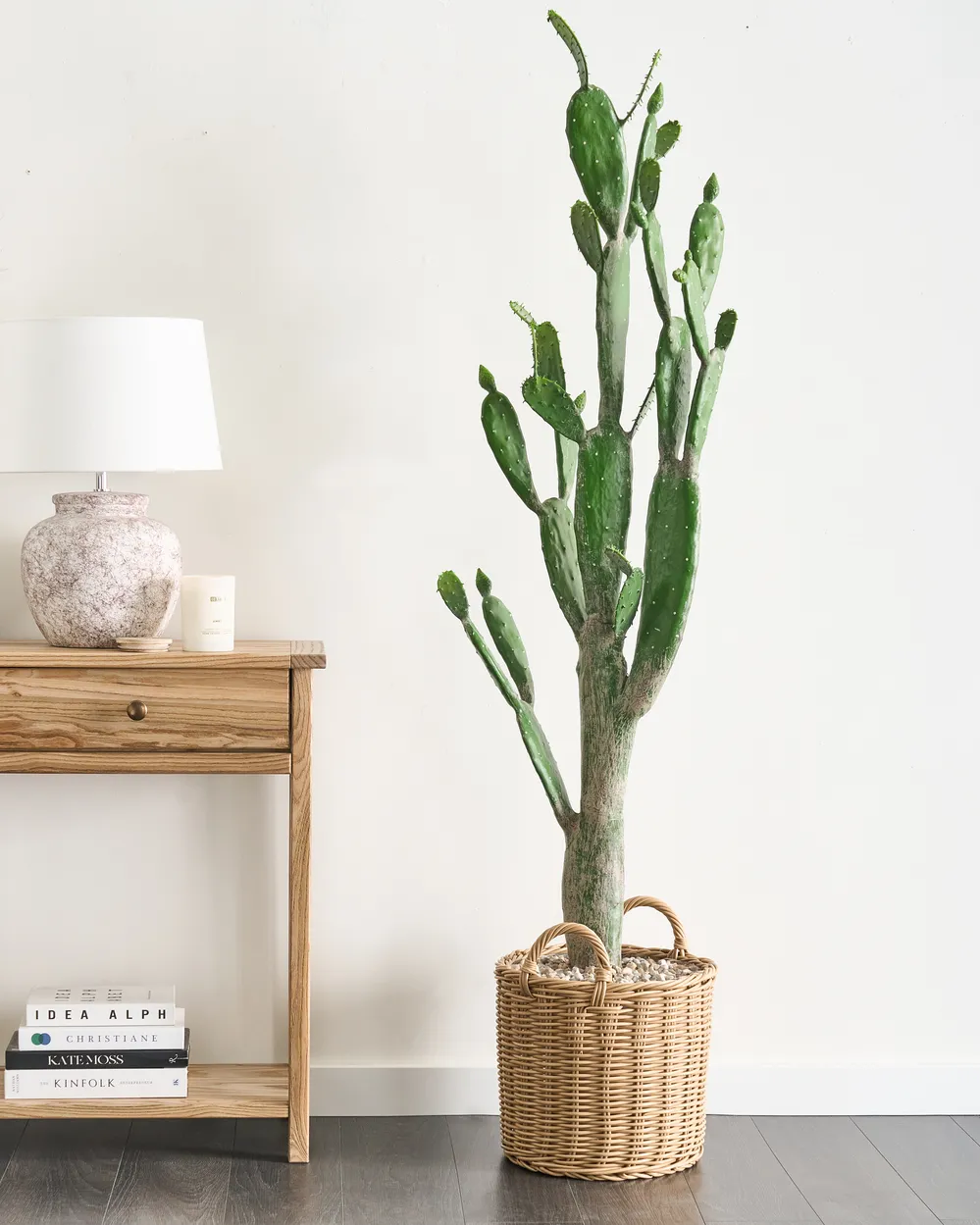 Cactus Artificiale Outsunny Grande 120cm - Pianta Finta Realistica Per Interni Ed Esterni Con Vaso In Cemento