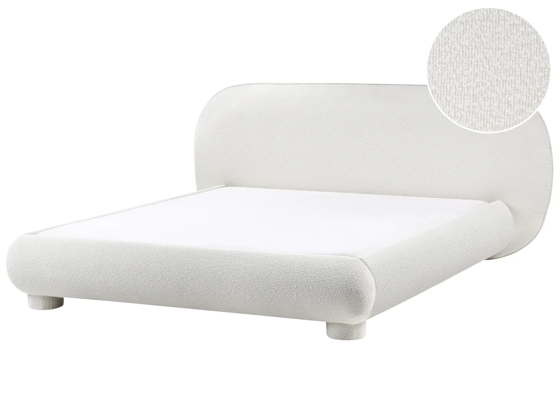 Bett mit Lattenrost Bouclé BAYEL 160 x 200 cm Cremeweiß_1056389