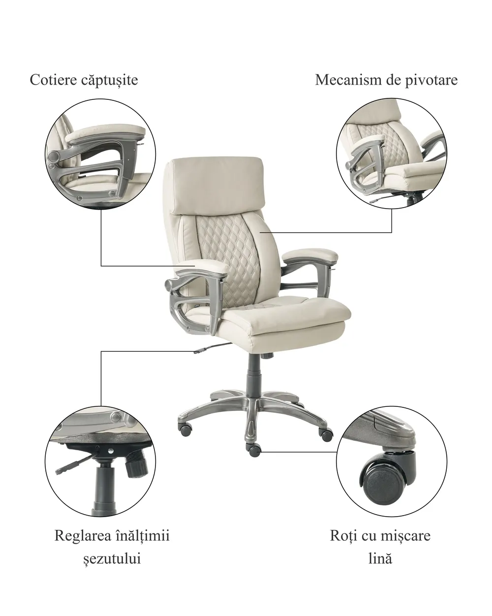 Scaun executiv GALLANT Piele ecologică Bej_995385