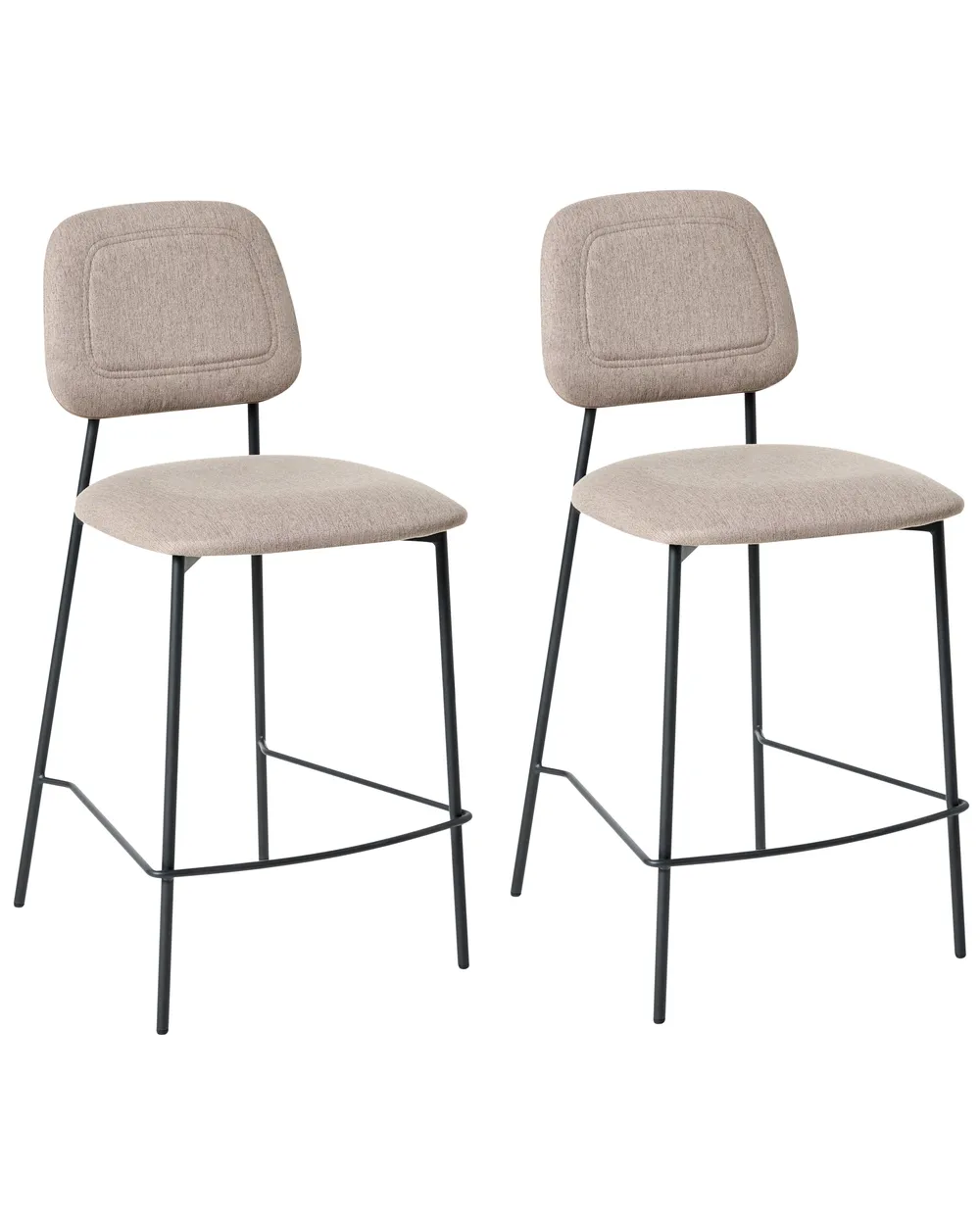 Set of 2 Bar Chairs DUETTE Faux Linen Taupe