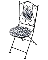 Set de 2 scaune de grădină SIROLO Pliabil Metal Alb/Albastru_1155654