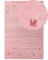 Gabbeh Teppich Wolle rosa 200 x 300 cm Tiermuster Hochflor YULAFI_855786