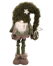 Set of 2 Christmas Decorations PORRAS 44-57/57-70 cm Gnome Brown/ Green_1174996