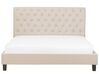 Luxusní béžová čalouněná prošívaná postel Chesterfield 180x200 cm REIMS_754200