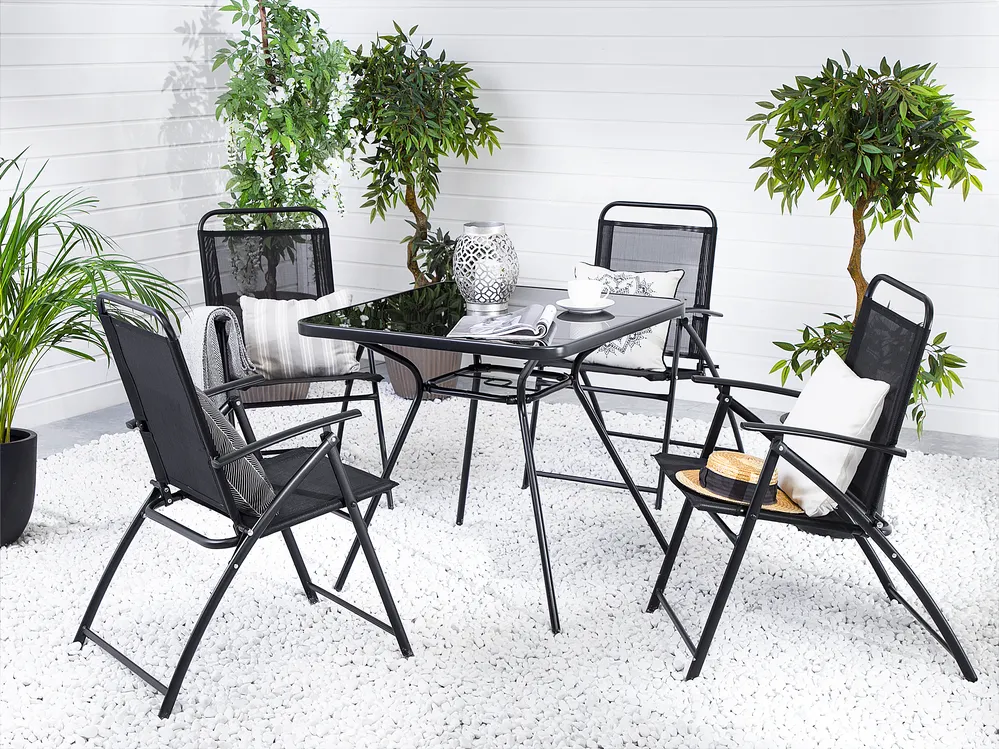 Stolik bistro LIVO 80 cm 80 cm Szkło Czarny_826835