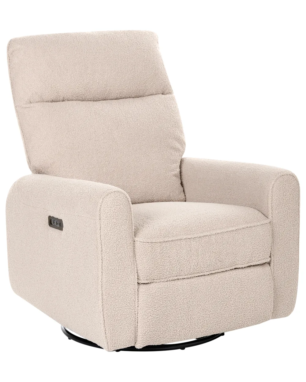 Rocking Electric Recliner Chair FOBOS Swivel Boucle Light Beige_1078697