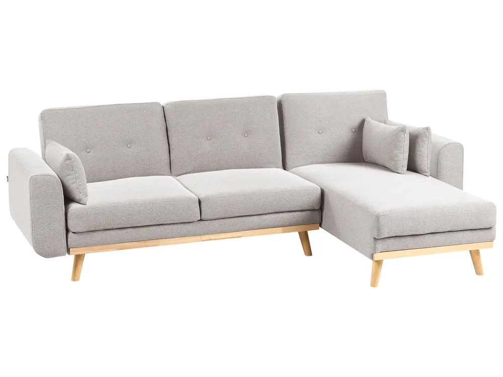 Corner Sofa Bed 3 Seater KAARINA Fabric Grey Left Hand_981826