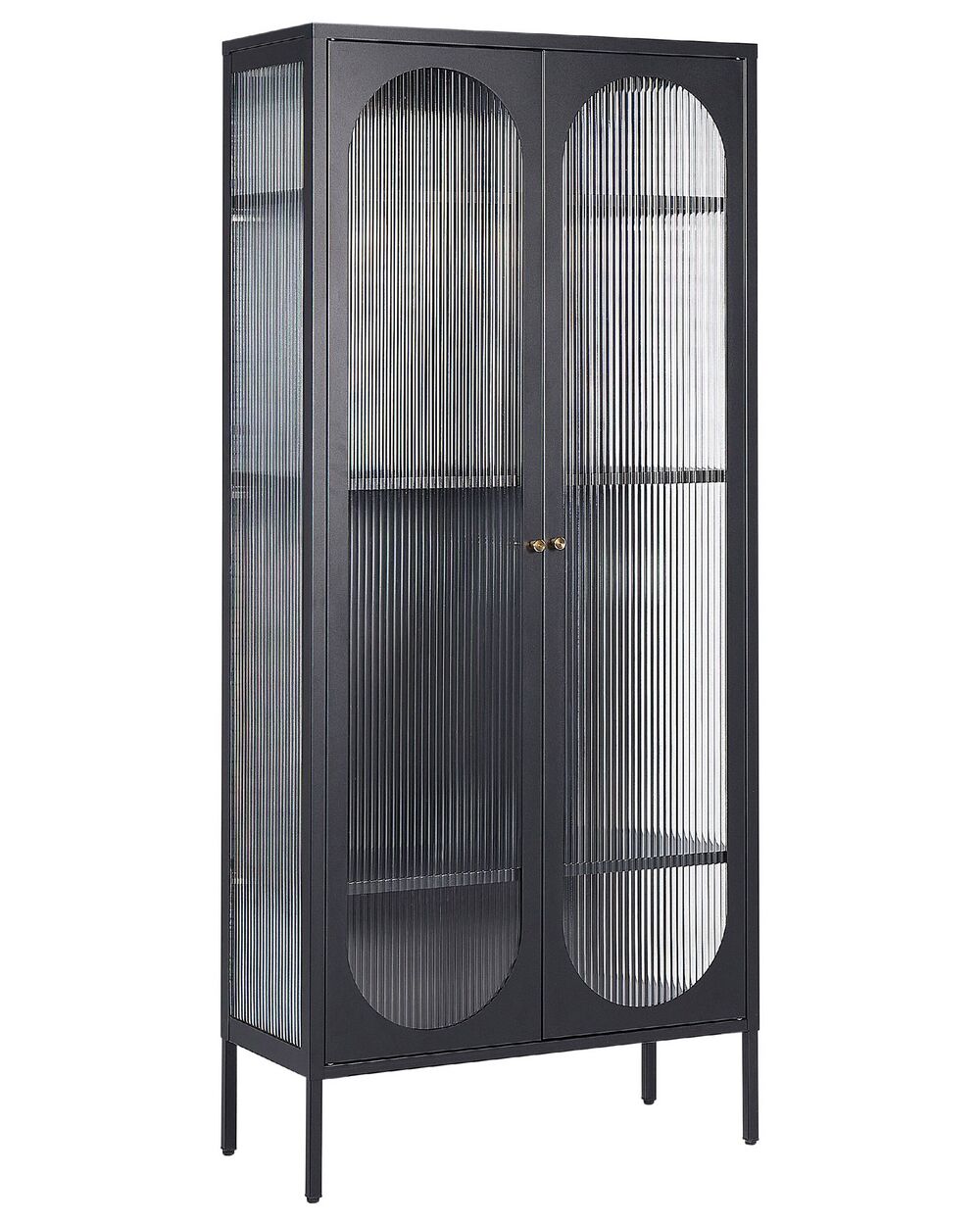 Vitrine mit Glastüren FOXTON 80 cm Metall Schwarz