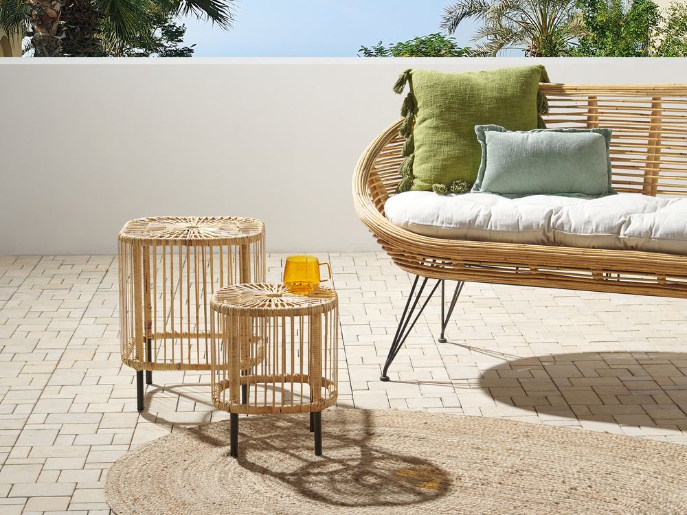 Lot de 2 tables basses CESENATICO Rotin Naturel