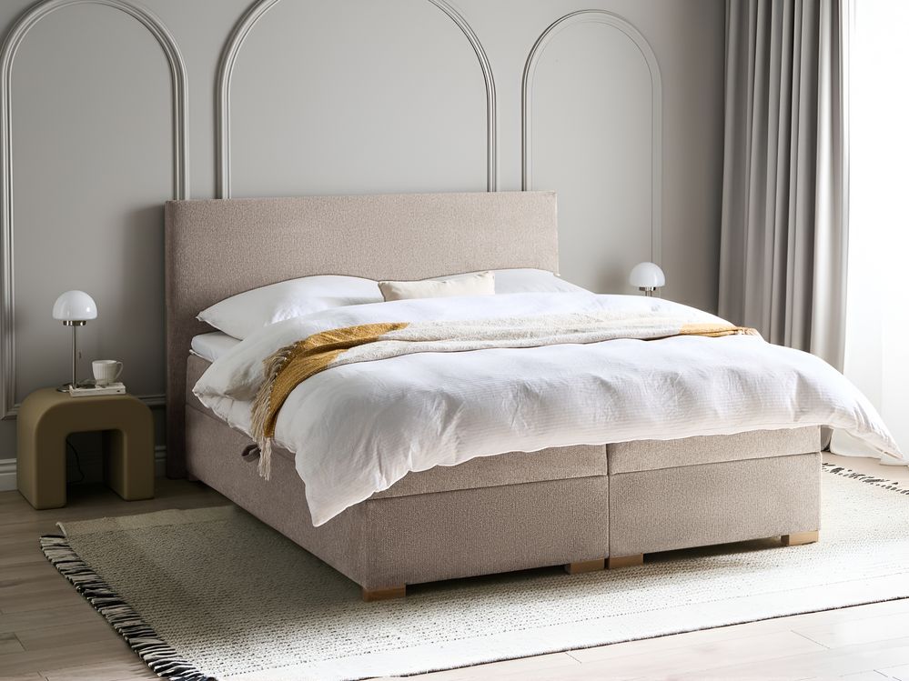 Boxspring met opbergruimte MAJOR Stof Taupe 160 x 200 cm