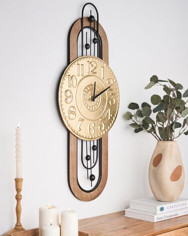 Iron Wall Clock 36 x 83 cm Gold NOBELIUM